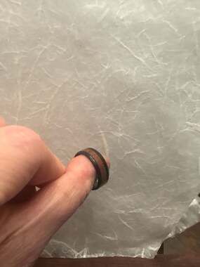 8mm Black Ion-Plated Tungsten Carbide and Wood Inlay Wedding Band